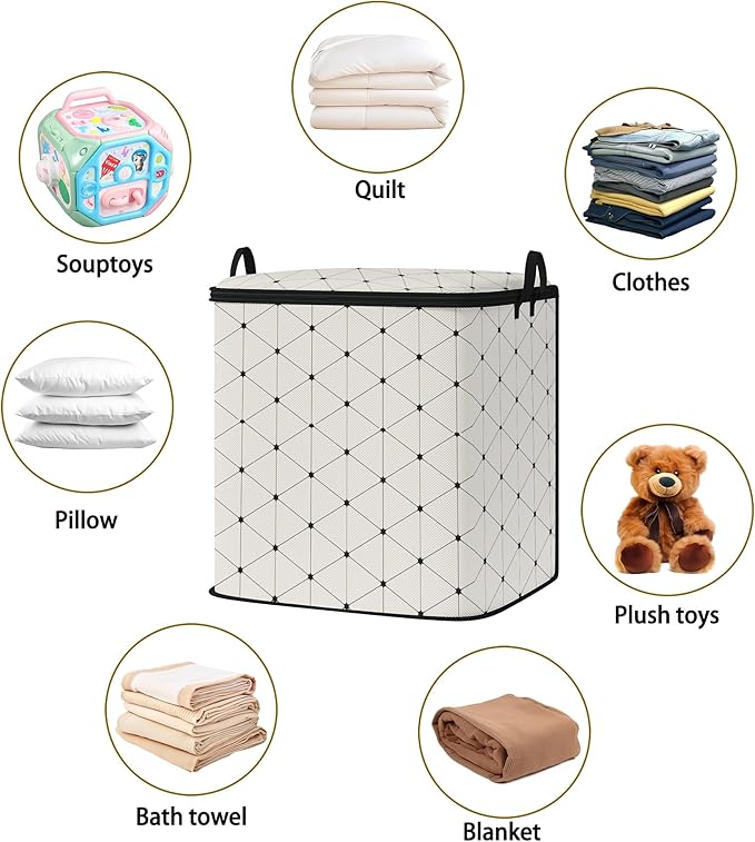 king comforter storage bag,clothes blanket bedding pillow quilt organizer for closet,fabric moving bags with portable handles and zipper 95L(2pack)