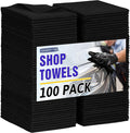 HOMERHYME Microfiber Cleaning Cloth, 100 Pack Black Cleaning Rags Microfiber Towel Bulk Absorbent Lint-Free Wash Cloths, All-Purpose Towels for Cars, Shop, Automotive, Garage, Home & Kitchen
