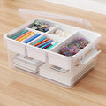 HOMETUK 20Qt Stackable Storage Bin with Lid & Tray, Clear Plastic Latching Box Organizer with Divider Portable 5Gal Container for Arts & Crafts, Home and Car Trunk Organization, 1Pack