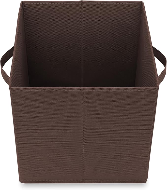 Casafield Set of 6 Collapsible Fabric Cube Storage Bins, Brown - 11" Foldable Cloth Baskets for Shelves, Cubby Organizers & More
