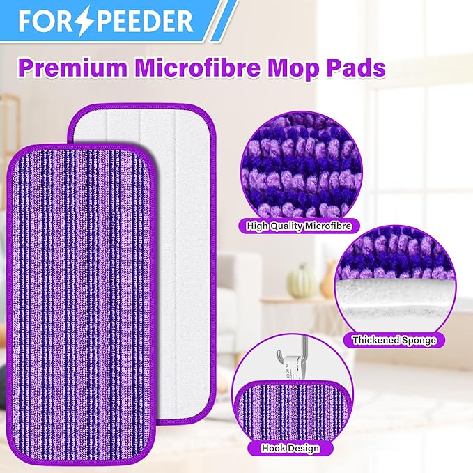 6 Pack Reusable Mop Pads for Swiffer WetJet Spray Mop, Wet Pads Refill Machine Washable Wet Dry Dual Use for Hardwood, Vinyl, Marble, Stone and Glass