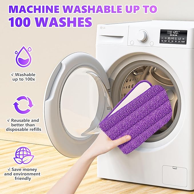 3 Pack Reusable Mop Pads Compatible with Swiffer PowerMop, Wood Floor Pads Microfiber Mop Replacement Refills Machine Washable for All Floor Surfaces