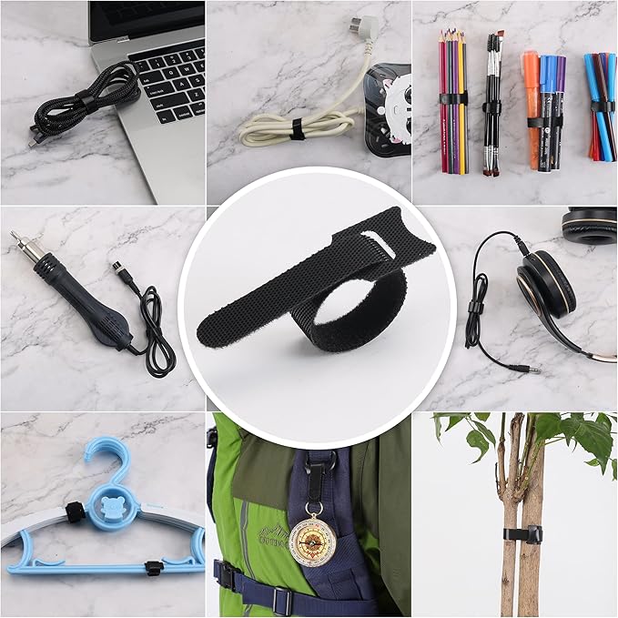 Reusable Cable Ties, 126 PCS 8 Inches Adjustable Cord Straps Wire Organizer Cord Wrap and Hook Loop Cable Management