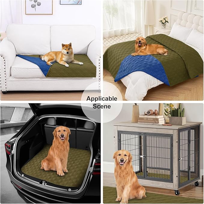 Smiry Reversible Waterproof Couch Covers for Sofa, Washable Dogs Pet Couch Covers for 3 Cushion Sofa Pet Friendly, Water Resistant Furniture Protector Slipcover, Geometric (82"x82", Green/Navy)