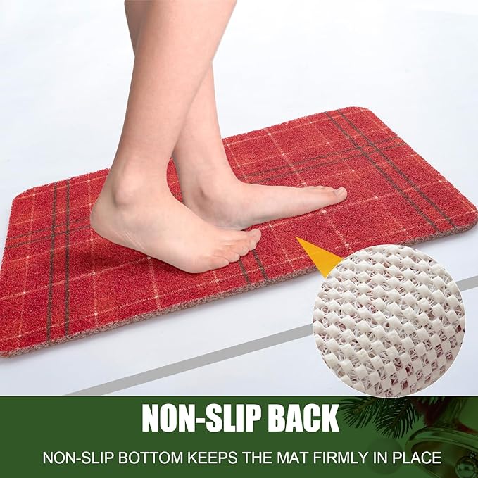 Hargiis Christmas Non-Slip Bathtub Mat, Anti Slip Shower Mat, Fast Drying Bathtub Mats, Foot Scrubber Mat, Anti Slip Mat for Tub, Floor, Bathroom, Kitchen, Home, Hotel (Holiday Plaid, 24"x16")