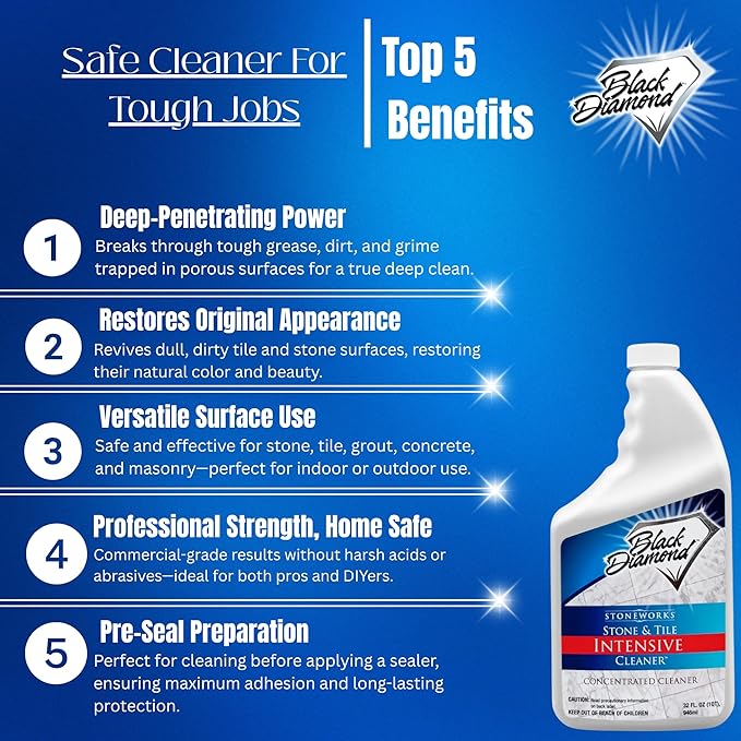 Black Diamond Stoneworks Stone & Tile Intensive Cleaner: Concentrated Deep Cleaner, Marble, Limestone, Travertine, Granite, Slate, Ceramic & Porcelain Tile.