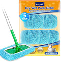 KEEPOW Dry Sweeping Cloths Microfiber Wet Mop Pads Refill Compatible with Swiffer Sweeper Mop Replacement Sweeping Mopping Pad Refills for Hardwood Surface Floor Cleaning, 5 PCS
