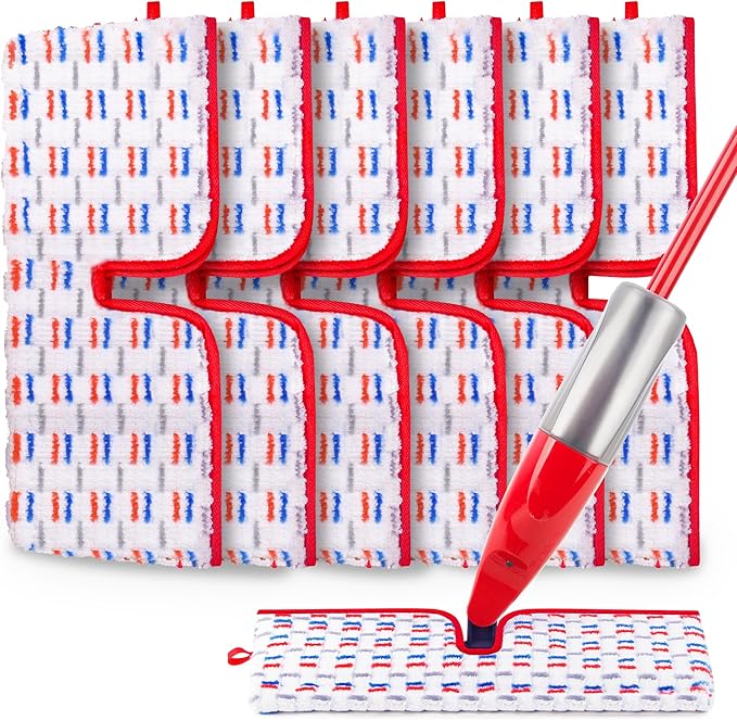 Microfiber Reusable Mop Pads Compatible with O-Cedar Promist MAX, Mop Heads Replacement Thicken Refills Wet Dry Mopping Dual-Sides Use for All Floor Surfaces(6 Pack)