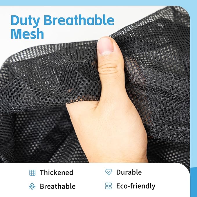 2 Pack Mesh Laundry Bags,24 x 35 Inches Heavy Duty Drawstring Dirty Clothes Bag for Camp,College,Dorm,Travel,Family,Apartment Dwellers,RV & Cruise Essentials(Black)