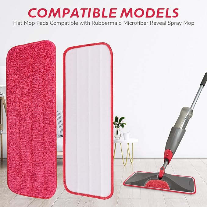 Replacement Microfiber Mop Pad for Rubbermaid Reveal Spray Mop - 8 Pack 16.5" Wet & Dry Floor Cleaning Refills Reusable Fit for Any Microfiber Reveal Flat Mop