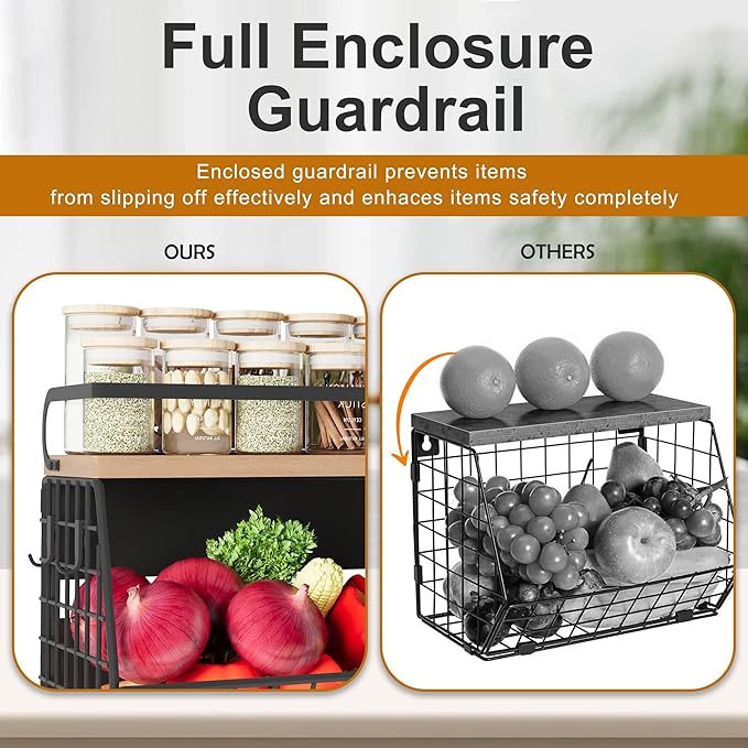 Magnetic Shelf for Fridge,Onion and Potato Spice Snacks Fruit and Vegetable Storage and Organizer,Wire Basket for Pantry,Kitchen Countertop,RV and Laundry
