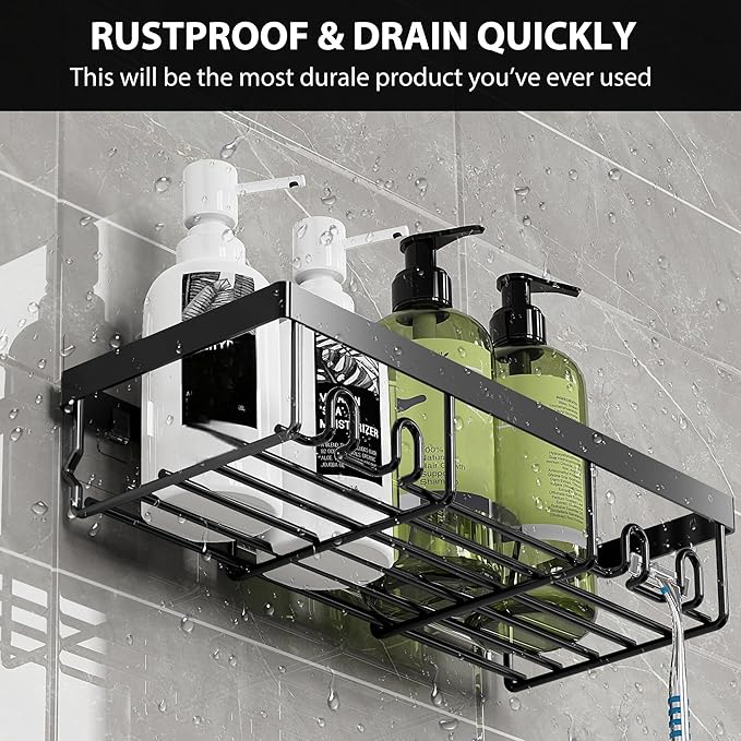 Moforoco Adhesive Shower Caddy Organizer Shelves Rack - 5 Pack Corner Bathroom Storage Organization, Home & Kitchen Decor Inside RV Accessories, Hanging First Apartment Household Camper Essentials