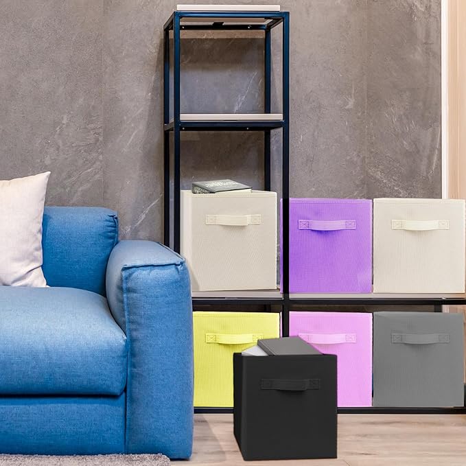 2 Pcs Storage Cubes, 10.5 Inch Collapsible Storage Bins, Fabric Foldable Bins for Organization, Durable Storage Bins for Closet, Shelves, Offices (Light Purple)