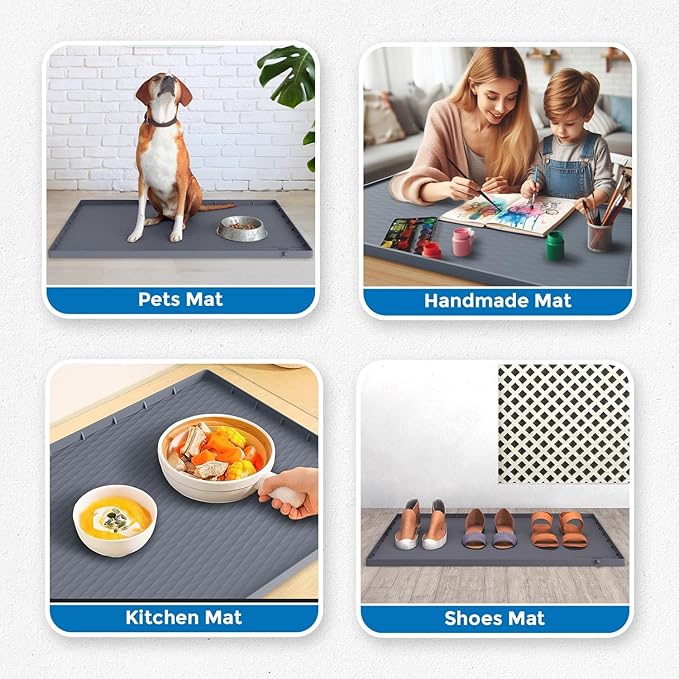 Heavy Duty Under Sink Mat for Kitchen Waterproof 34" x 22" Silicone Under Sink Tray with Raised Edges for Kitchen & Bathroom - Kitchen Cabinet Organizers and Storage Sink Drip Tray