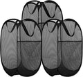 BATTOO Deluxe Strong Mesh Pop up Laundry Hamper Basket with Side Pocket for Laundry Room, Bathroom, Kids Room, College Dorm or Travel 3 Pack Black