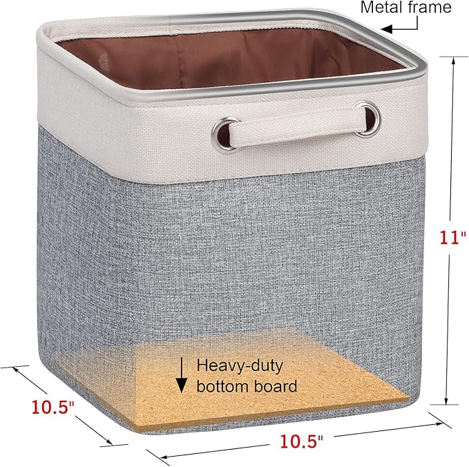 Kntiwiwo Cube Storage Bins 10.5” x 10.5 x 11” Cloth Baskets for Storage with Handles Storage bins for Shelf, Closet, Office Organizer, Set of 6