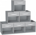 DIMJ 12.2 Inch Storage Cubes, 6 Pack Cube Storage Bins with Window, Fabric Storage Bins with Handle, Foldable Storage Cubes, Storage Box for Clothes, Toys, Books (Grey)