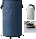 Large Laundry Basket，Waterproof, Freestanding Laundry Hamper, laundry baskets on wheels，Collapsible Tall Clothes Hamper with Extended Handles for Clothes Toys in the Dorm and Family-(72L) (blue)