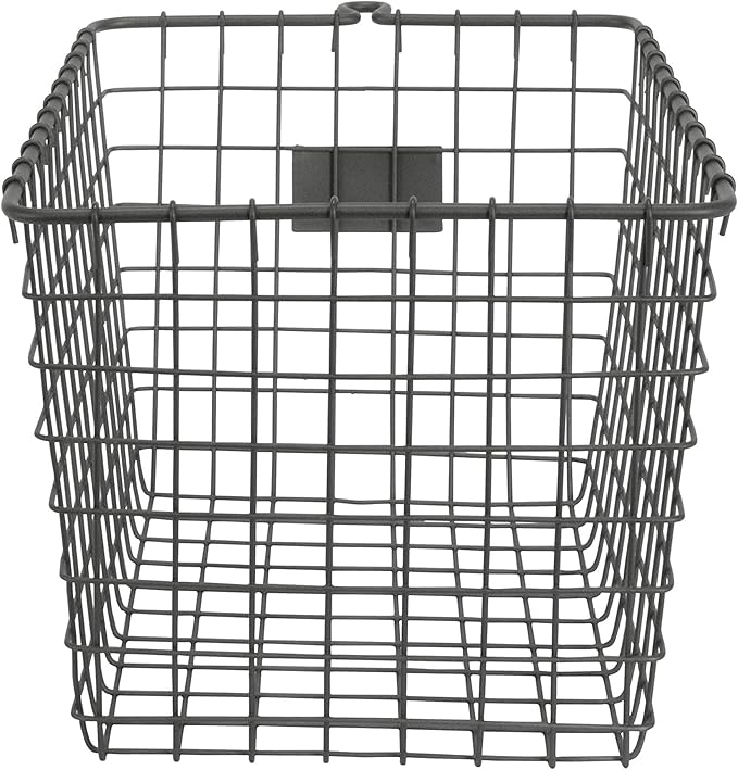 Spectrum Small Wire Basket with Label Plate Industrial Gray Square Wire Storage Basket for Kitchen Bathroom Laundry Pantry Closet Toy Under Sink Organization, Small Wire Basket Organizer for Storage