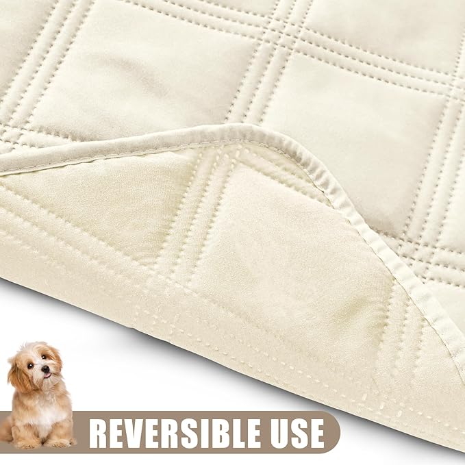 Smiry Waterproof Dog Bed Cover Blanket 40x50, Soft Reversible Pet Blanket, Washable Leakproof Cats Dogs Couch Cover for Sofa, Couch, Furniture, Lattice, Beige/Beige