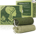SubSahara Authentic African Net Sponge - 2 Pack Exfoliating Bath & Shower Loofah Sponge for Body & Face, Gentle Scrubber for All Skin Types, Travel, Durable (Olive Green & Light Green)