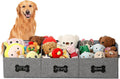 Qozary Large Dog Toy Basket with Diy Tag - Collapsible Dog Toy Bin, Fabric Personalized Storage Box, Trapezoid Storage and Organizer for Pet Supplies (Gray, Extra Large 47"x13.4")