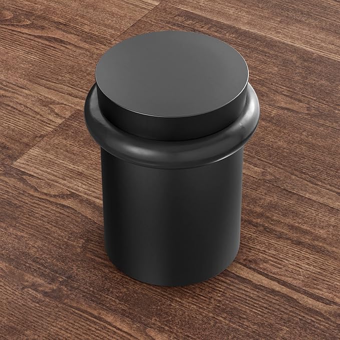 NYCO - Floor Door Stopper Chrome Door Stop - Classy Solid Steel Modern Heavy Duty Door Stoppers - Floor Mount Anchor Screw - Wall Protector for Commercial Door (1.5 Inch Black Finish)