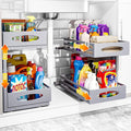Under Sink Organizer, 2 Tier Under Sink Organizers and Storage, Adjustable Height, Slide out Metal Cabinet Organizers, Pull out Cabinet Storage Drawer Shelf for Kitchen Bathroom (Gray, 2Pack)