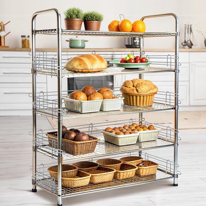 4 Pcs Chrome Wire Shelf Ledge 36 L x 4 H Wire Shelving Side Ledge Metal Shelves Accessories Pantry and Garage Storage (Silver)
