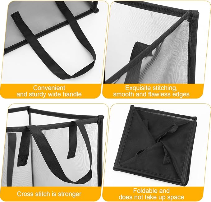 6 Pack Popup Laundry Hamper Collapsible Laundry Baskets with Handles Mesh Clothes Baskets Portable Single Layer Foldable Clothes Hamper Square Bin for Washing, Toy Storage