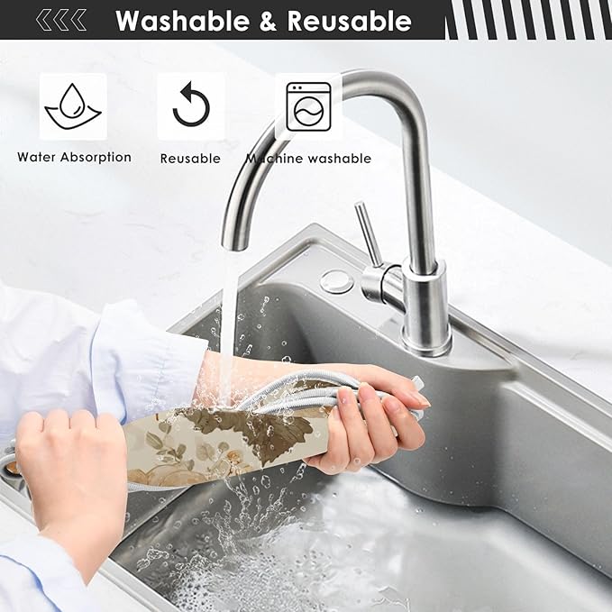 Sink Faucet Absorbing Mat Kitchen Sink Splash Guard Splash Faucet Drip Catcher for Bar RV Bathroom 14.9x5.5in Orange Thanksgiving Vintage Pumpkin