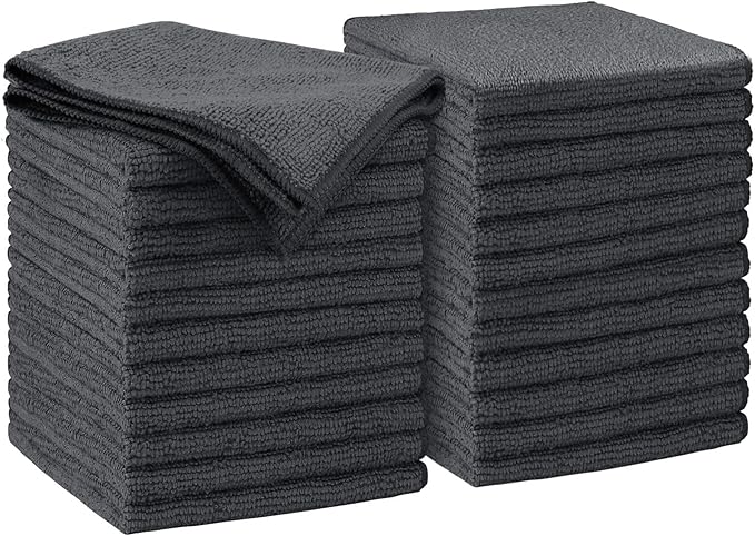 AIDEA Microfiber Cleaning Cloth Grey 24PK, Microfiber Towels for Cars, Premium Car Cloths, Dusting Cloth Lint Free Cleaning Rags for SUVs, House, Kitchen, Window, Workshops,11.5×11.5"