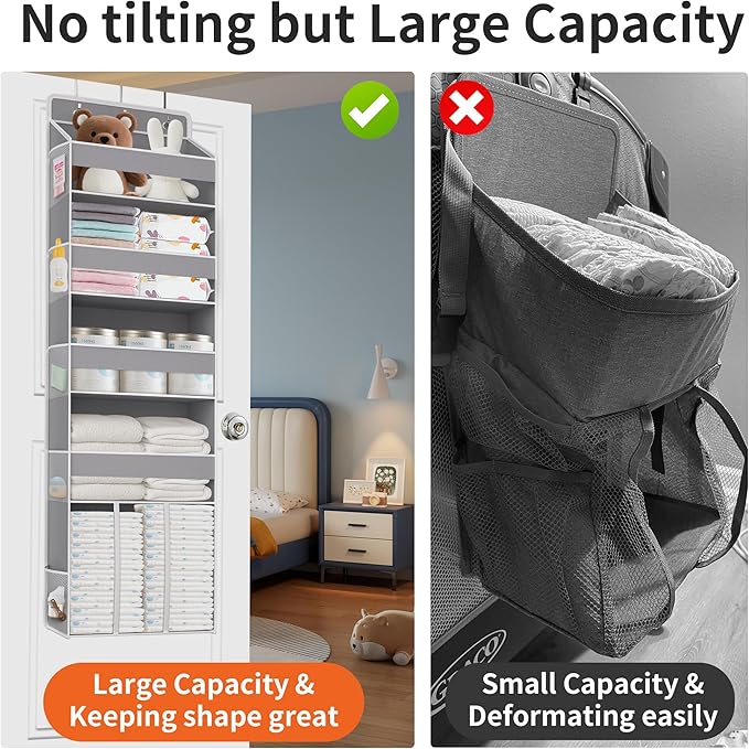 Heavy Duty Over the Door Organizer with Large Capacity Caddy, Behind Door Storage with 10 Mesh Side Pockets, Back of Door Hanging Organizer for Closet, Bathroom, Laundry
