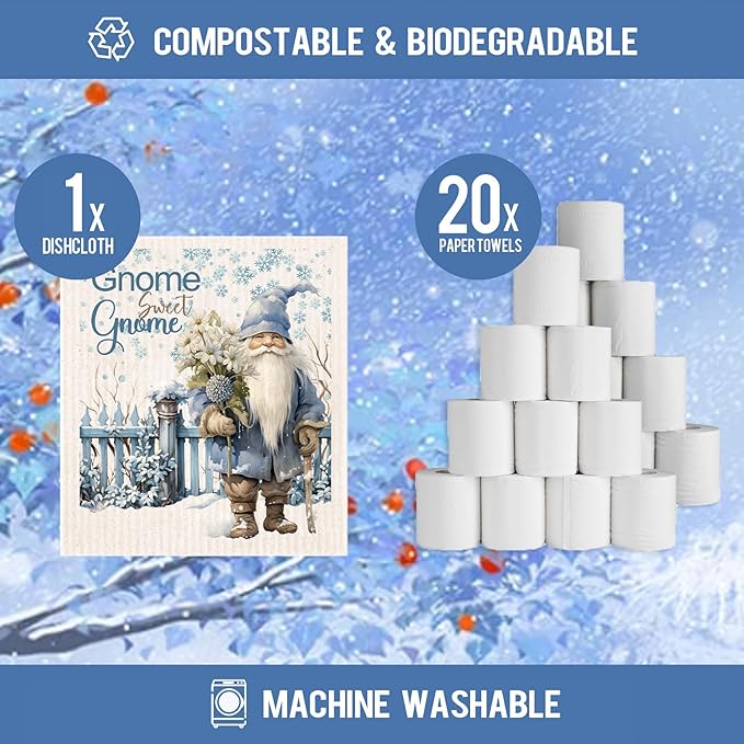 Morigins Swedish Kitchen Dish Cloths Reusable, Absorbent Hand Towels for Kitchen Quick Drying Cleaning Cloths Cellulose Sponge Cloth (Blue)
