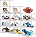 EDS FAM 12 Pack Clear Shoe Boxes for Sneakers, Size 12 Acrylic Shoe Storage Under Bed Stackable Handbag Organizer with Magnetic Lid Collection Acrylic Display Case