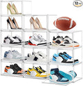 12 Pack Acrylic Clear Shoe Storage Boxes Size 12, Transparent Display Case for Sneaker Collections, Baseball Caps, Hat Organizer Dust-free Shoe Cubbies Stackable Sneaker Boxes