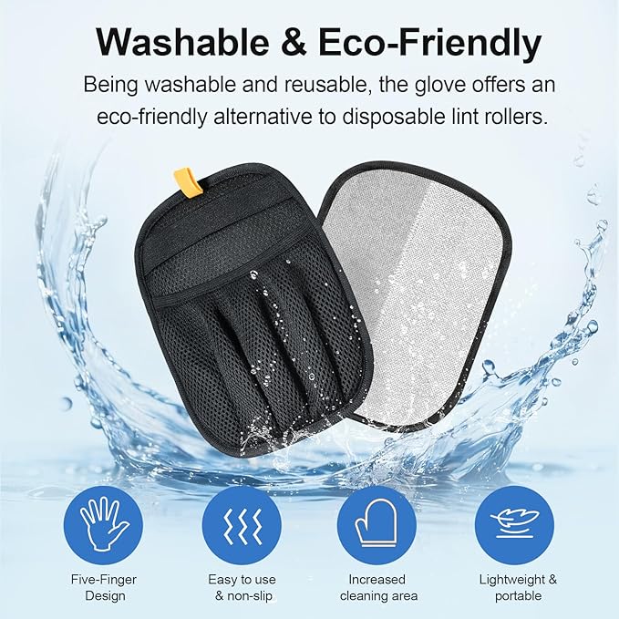 Salhap 2Pcs Pet Hair Removal Glove for Cats & Dogs, 2025 Newly Upgraded Five-Finger Electrostatic Pet Hair Gloves, Reusable Pet Hair Remover Tool for Laundry, Couch, Carpet, Car Seat