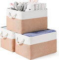 DUHEL Storage Bins 3 Pack, Fabric Storage Basket for Collapsible Medium Canvas Storage Baskets for Organizing Shelf Nursery Home Closet . (White&Blue-3PCS) (White&Pink-3PCS)
