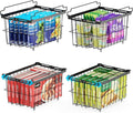 iSPECLE Freezer Organizer Bins - 4 Pack Adjustable Width for 5 to 7 Cu.Ft Chest Freezers, Stackable Freezer Wire Storage Baskets for Deep Freezer Organization, Assembly Required, Black
