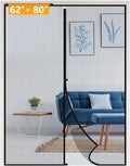 yotache Magnetic Screen Door Fits Door Size 62 x 80, Screen Size 64" x 81" High-Density Fiberglass Mesh with Powerful Magnets & Windproof Hasp for Sliding Doors Black