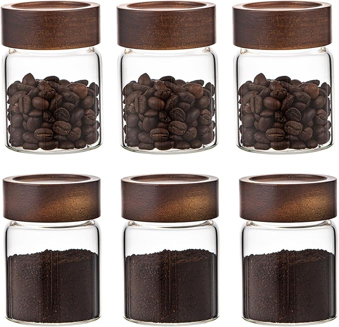 Patoper Glass Spice jars Glass Jars with Screw Lid 5 oz, Food Storage Canister for Pantry Sugar Tea Coffee Bean Seasoning Nuts Cookies (6 * 150ml(5oz))