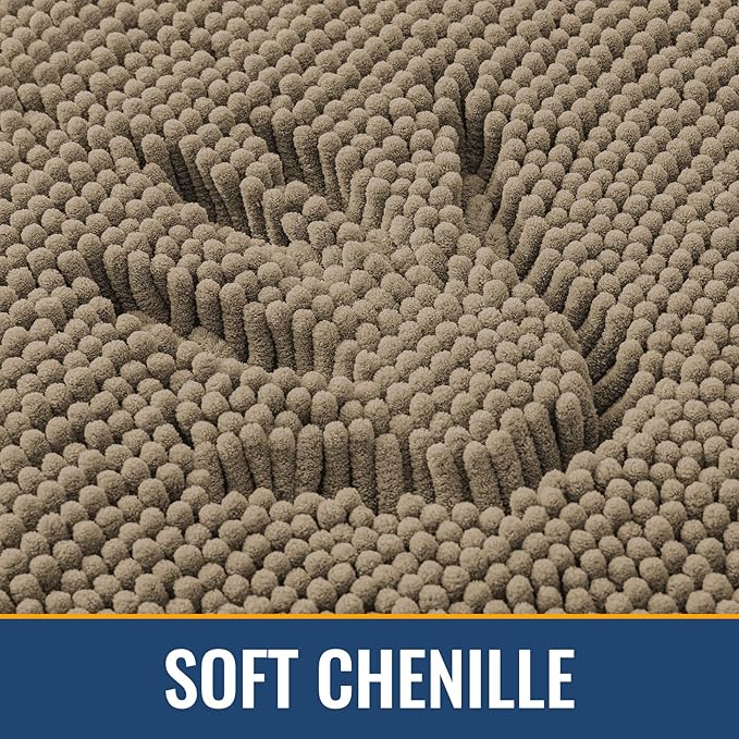 Arotive Bathroom Rugs 30x20, Extra Soft Absorbent Shaggy Chenille Bath Rugs, Machine Washable Rubber Backing Non-Slip Bath Mats for Bathroom Floor Tub and Shower, Home Decor Accessories, Camel