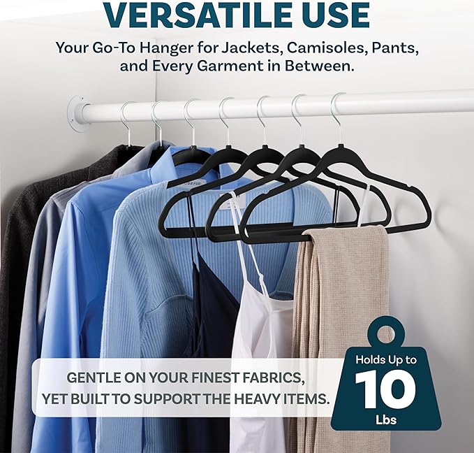 DEILSY™ Clothes Hangers Plastic Hangers - Durable Non-Velvet Plastic Hangers - Slim Hangers, Classic Shirt and Pant Hangers Black Plastic Hangers for Everyday Use Plastic Hangers 20 Pack