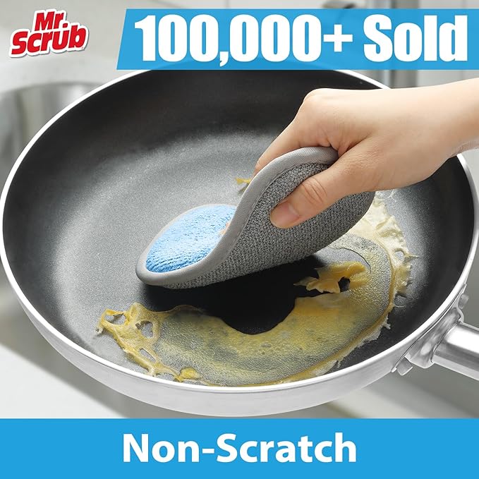 Sponges Kitchen Dish Sponge for Washing Dishes Cleaning Kitchen, All-Purpose, 12 Pack, Non Scratch, Rough Scrubbers Side for Non-Stick Cookware, Soft Microfiber Scrub Side for Dishes, Mr. Scrub