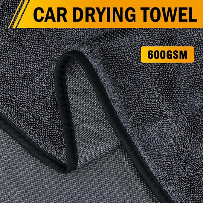 GLIMGLINT Car Drying Towel (36"x24"), Microfiber Towels for Cars Detailing, Ultra Absorbent Cleaning Cloth Without Streaks or Scratches, Fits for Cars, Trucks, Motorcycles, 600GSM