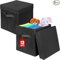 ShellKingdom Storage Bins, Foldable Fabric Storage Cubes with Lid, Clothes Storage Organizer Drawer For Closet Toys Storage, 13 X 13 X 13 INCH, 2 Pack (Black)