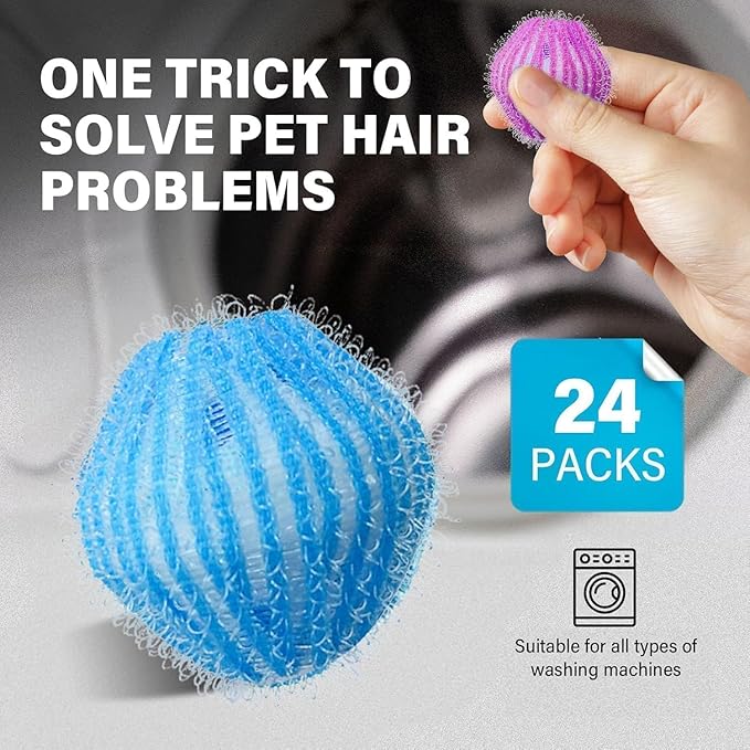 12Pcs Pet Hair Remover for Laundry,Reusable Laundry Lint Remover,Washing Machine Hair Catcher, Pet Dog Cat Hair Catcher Lint Remover
