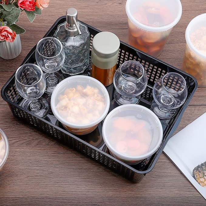 A4 Size Plastic Storage Basket Tray,6 Pack Plastic Paper Storage Trays,Desktop File Paper Letter Organizer Basket for Classroom, Office, Home (Black)