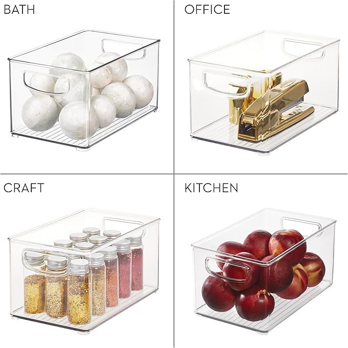 iDesign Stackable Clear Plastic Bin - Kitchen Organizers and Storage for Fridge and Pantry, 2-Pack
