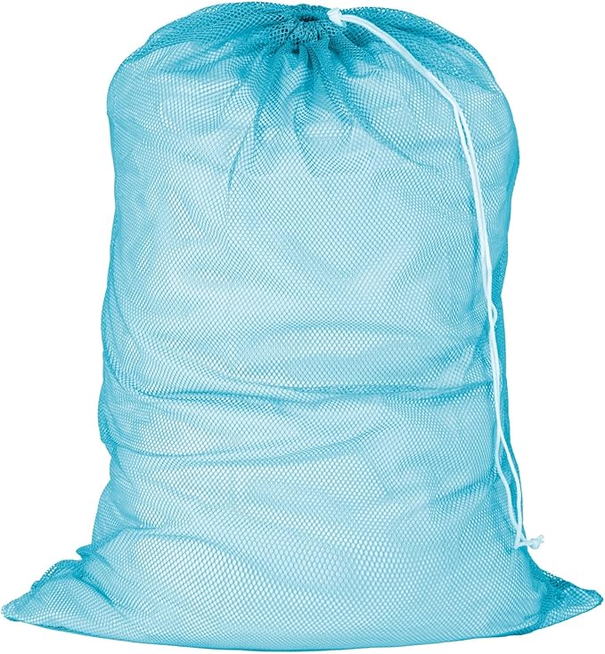 Honey-Can-Do LBG-02811 Mesh Laundry Bag with Drawstring, Ocean Blue, 25-inches L x 36-Inches H